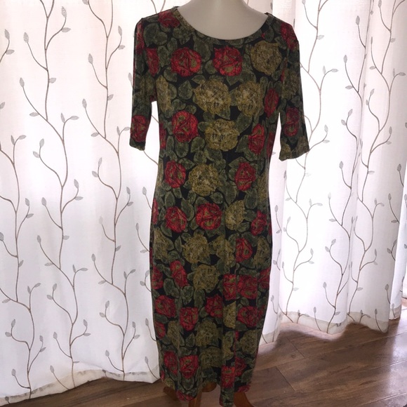 LuLaRoe Julia Green, Red, Black Dress XL - Picture 3 of 6
